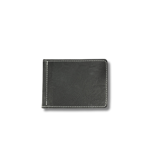 Black Leatherette Wallet with Money Clip