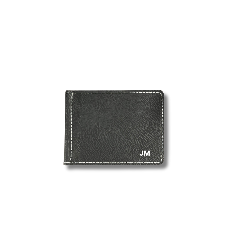 Black Leatherette Wallet with Money Clip