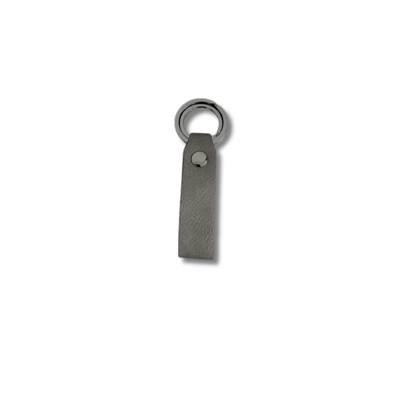 Grey Leatherette Loop Keyring