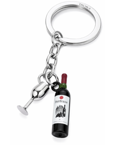 Troika Wine Bottle and Glass Keyring
